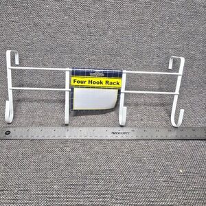 Momentum Brands Hook Rack Over Door Organizer 14in White New 4 Hook Metal
